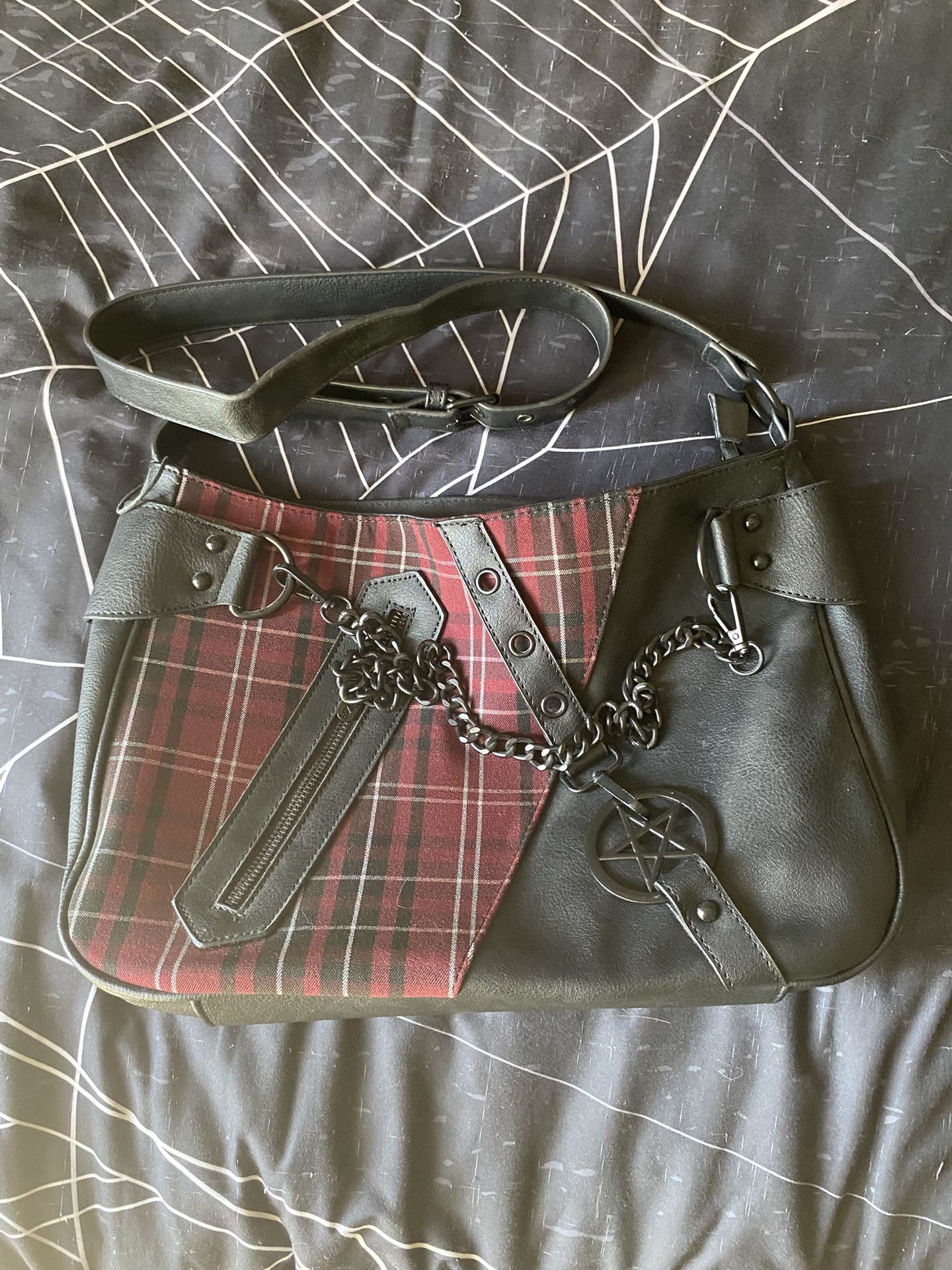 Killstar Plaid Messenger Bag