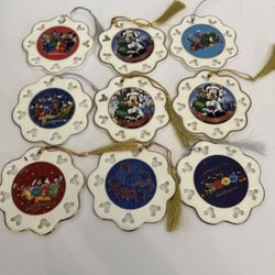 9 Disneyland Collectors Snowflake Ornaments Authentic Disney Parks 2003-2012