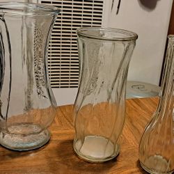 3 x Vintage Hoosier Style Glass Vase Lot 