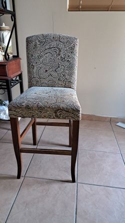 Upholstered Bar Stool with Wood Legs
