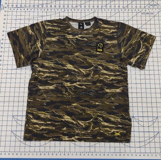 Puma The Weeknd Camo Short Sleeve Shirt S Black/Green/Yellow