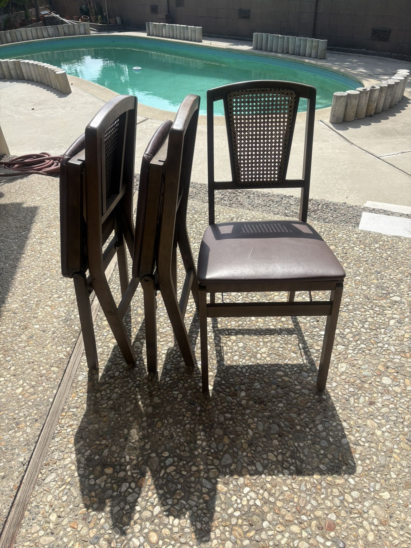 3 Pcs STAKMORE Vintage Cane Back folding Wood Chairs