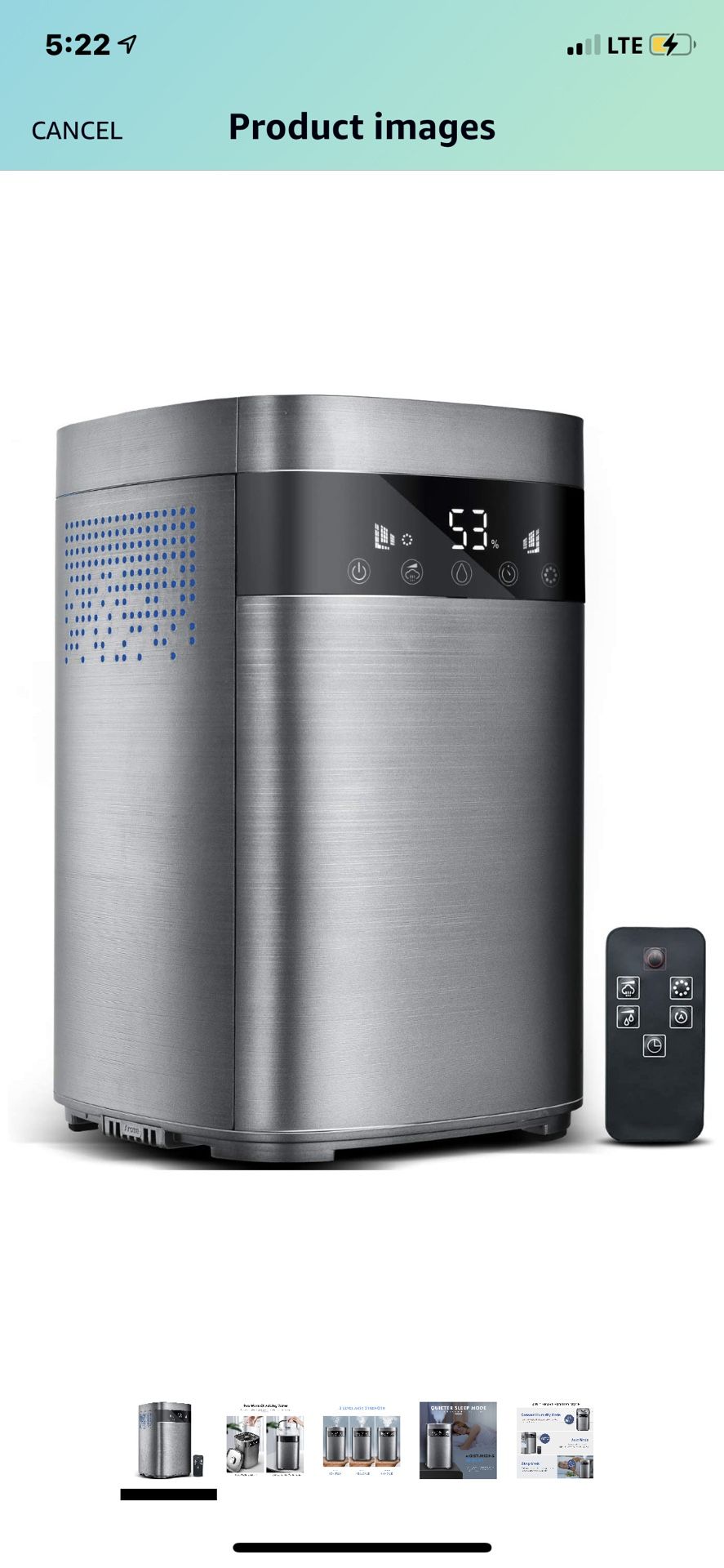 TTLIFE Top-Filling Warm & Cool Mist Humidifier, Large Capacity 4L Remote Control 360° Modern Humidifier, LED Touch Display, Customized Humidity, Slee