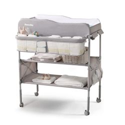 Sweeby Portable Baby Changing Table, Foldable Changing Table Dresser Changing Station for Infant, Waterproof Diaper Changing Table Pad Topper, Mobile 