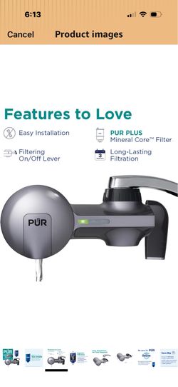 PUR Plus Horizontal Faucet Mount Filtration System with 3-in-1 Lead Reducing Filter, Water Filter for Sink, Lasts 100 Gallons, Compatible with Sinks w