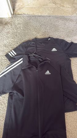 Boys Adidas, black jacket, and matching shirt