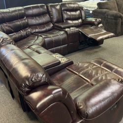 New Brown Leather Reclining Sectional Including Free Delivery