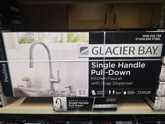 Glacier Bay Paulina Single-Handle Pull-Down Sprayer Kitchen Faucet with TurboSpray, FastMount, Soap Dispenser in Stainless Steel.