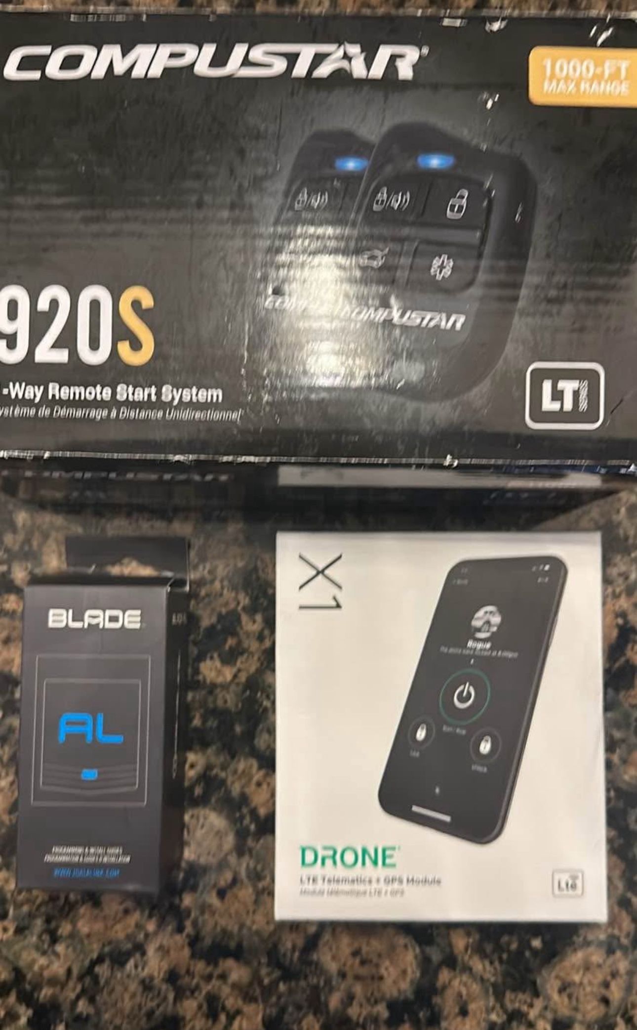 Compustar 92OS Remote Start System w Blade AL bypass harness & DRONE X1 GPS Module
