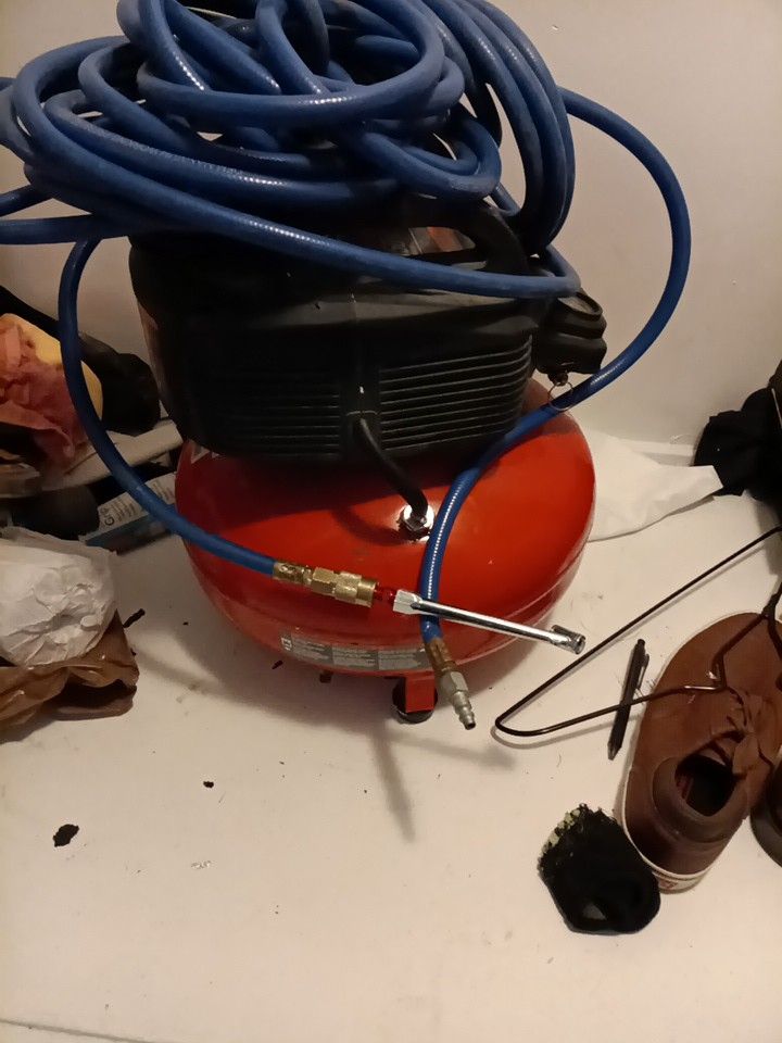 Air Compressor, Hose And Nozzle