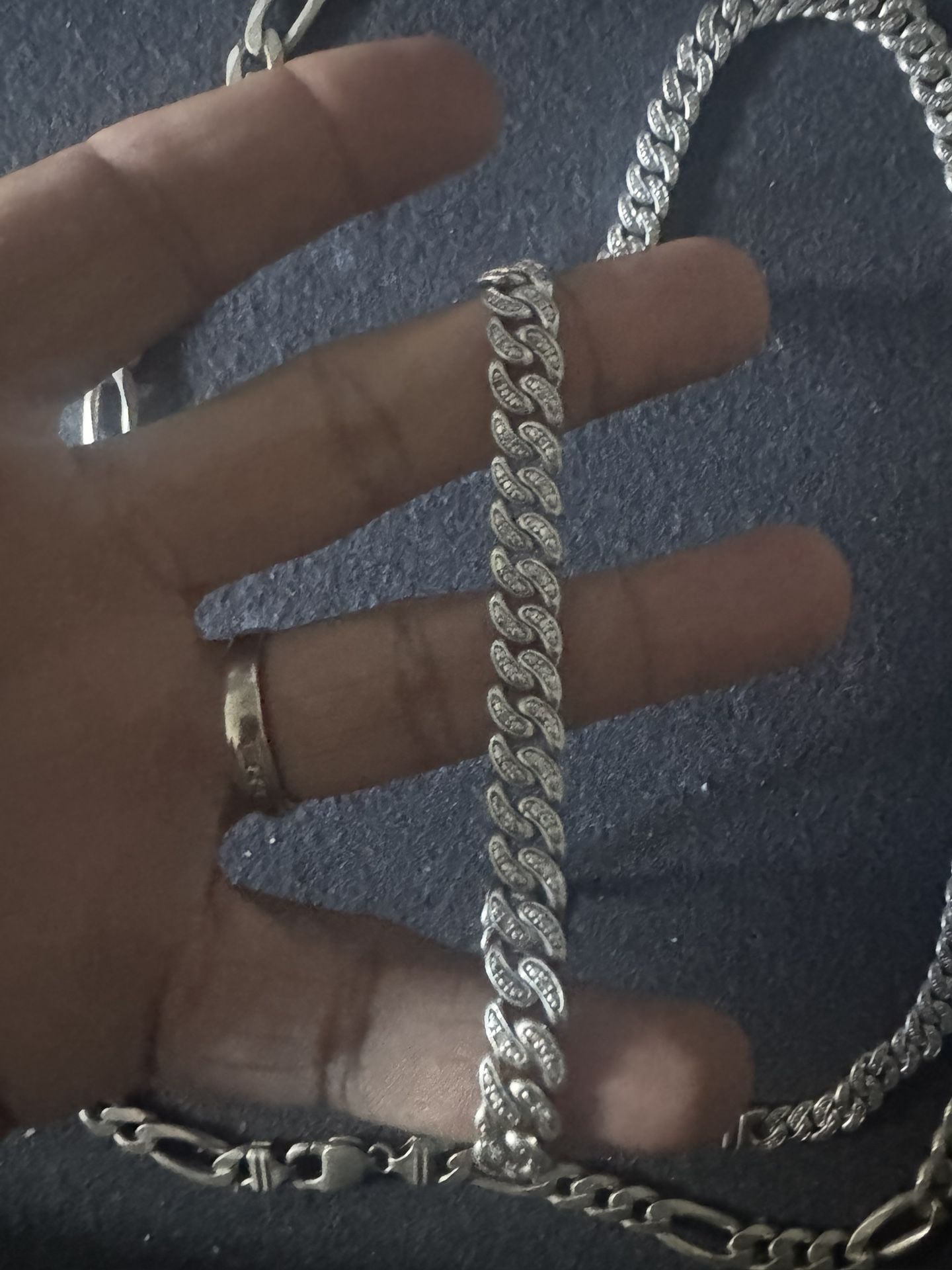 2 Chains One Silver And One Silver With 1ct Diamonds