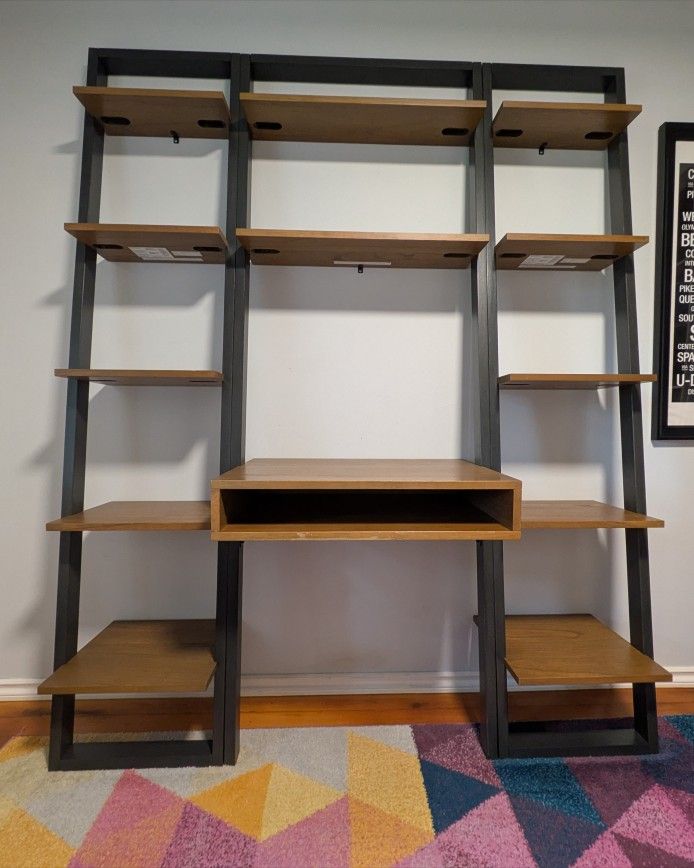 West Elm Ladder Shelf Desk and Bookcases