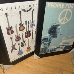 Pyramid America John Lennon "People for Peace" canvas poster & Guitar Heaven" decorative wall poster featuring various iconic electric