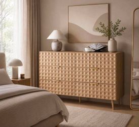 Diamond-Textured Statement Dresser, 6 drawers chest I-12