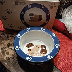 New In Box Heavy Ceramic Made Dog Bowl Fr.j C Penny's Collections 5 Firm
