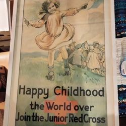 WW1 RED CROSS ORIGINAL LITHOGRAPH BY ARTIST ANNA MILO UPJOHN HAPPY CHILDREN THE WORLD OVER ...... RED CROSS LITHO ORIGINAL LARGE 41X28