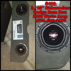 2 / 10" Subwoofers Dodge Ram Box 3000 Watts Amp 