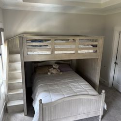 Catalina Full Stair Loft Bunk Bed Set + Matching Dresser + Mattress  (Like New!)