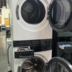 Electrolux Laundry Tower Single Unit Front Load Washer And Electric Dryer In White 
