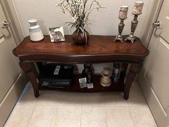 Wood Console Table with Lower Shelf