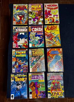 Comic Books Marvel And DC From 70s And 80s, Thor, Spider-Man , Battle Star Galactica ,WonderMan,Hulk, Doctor Strange, The Thing, Flash, Tarzan, Conan