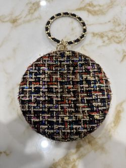 Alessia Tweed Circle Clutch / Round Bag Listing