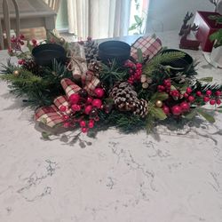 Christmas  Three Candle Center Piece 