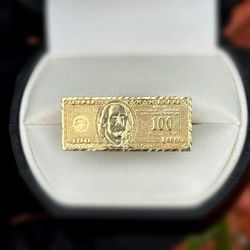 10k solid yellow gold franklin 100 bill size 10