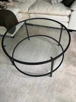 Round Glass Top Coffee Table Black Frame
