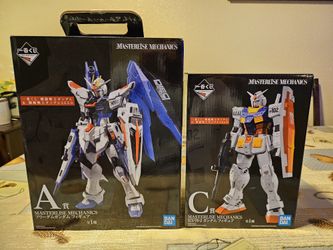 Bandai Banpresto Masterlise Gundam Figures Freedom Gundam + Gundam RX 78-2 Like New Open Box