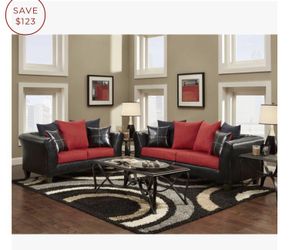 New red black couch and Loveseat set! Sofa sectional saves here