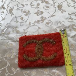 CHANEL Red Beaded Small Wallet, Make Up Holder 