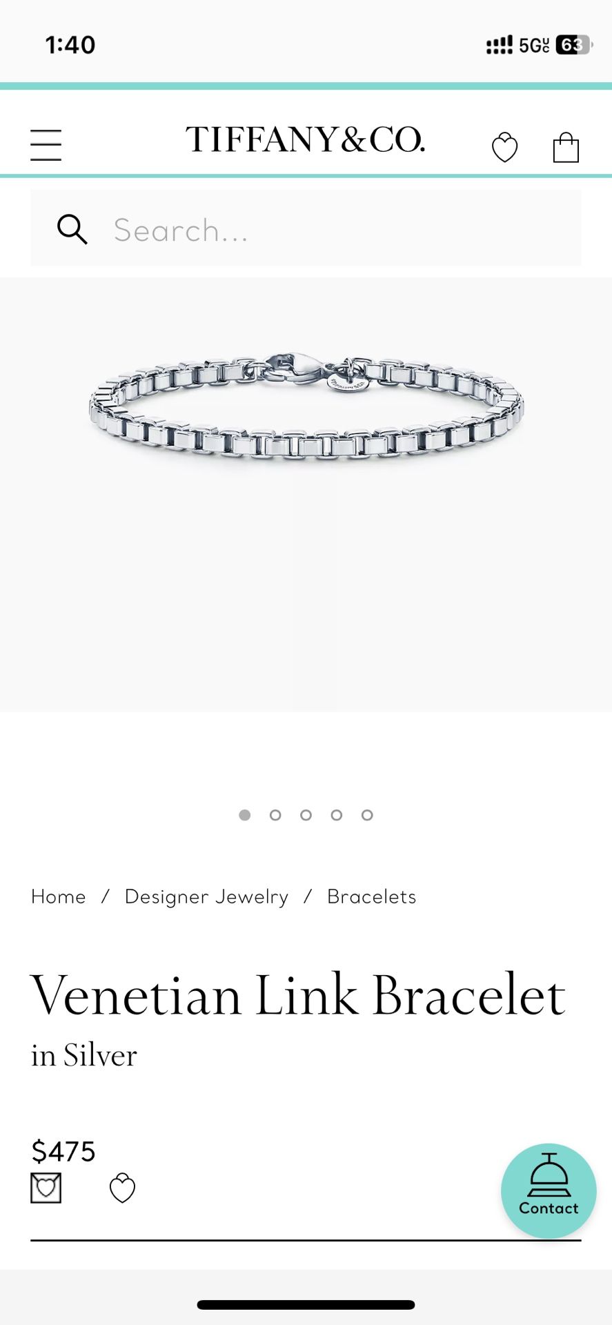 Tiffany Sterling Venetian Link Bracelet