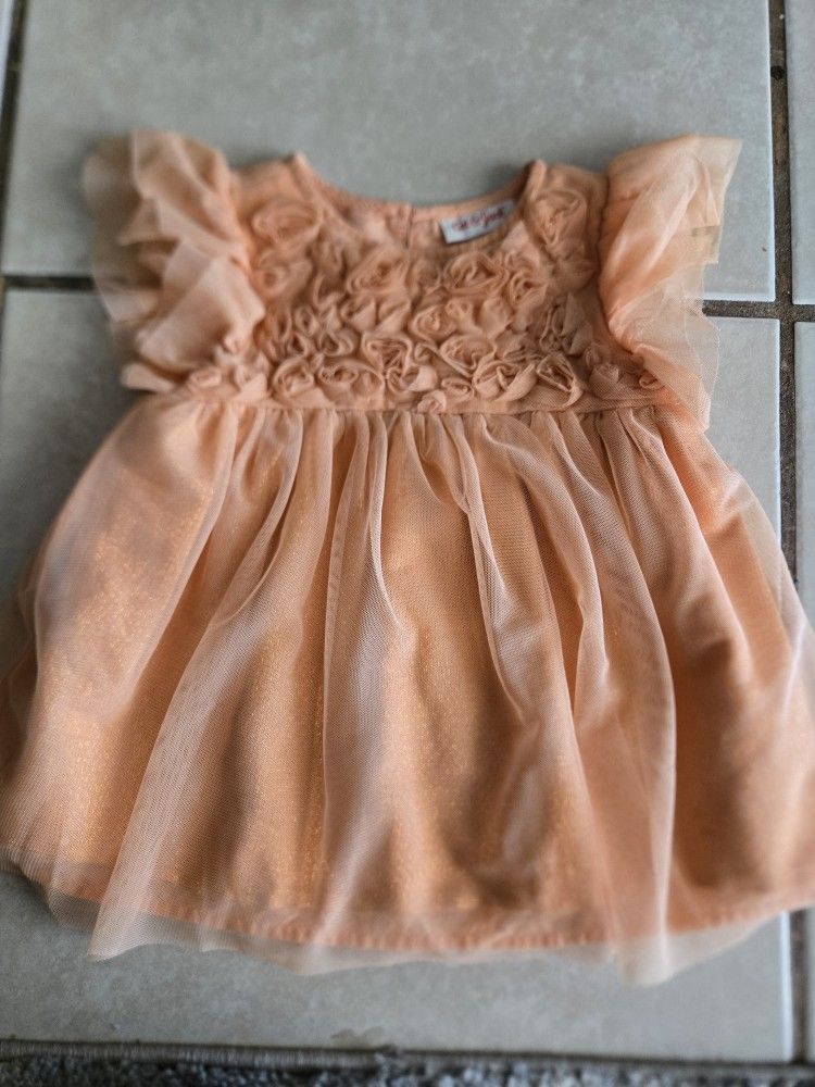 Peach Color Dress For Toddler Girl Size 12 M Worn Once