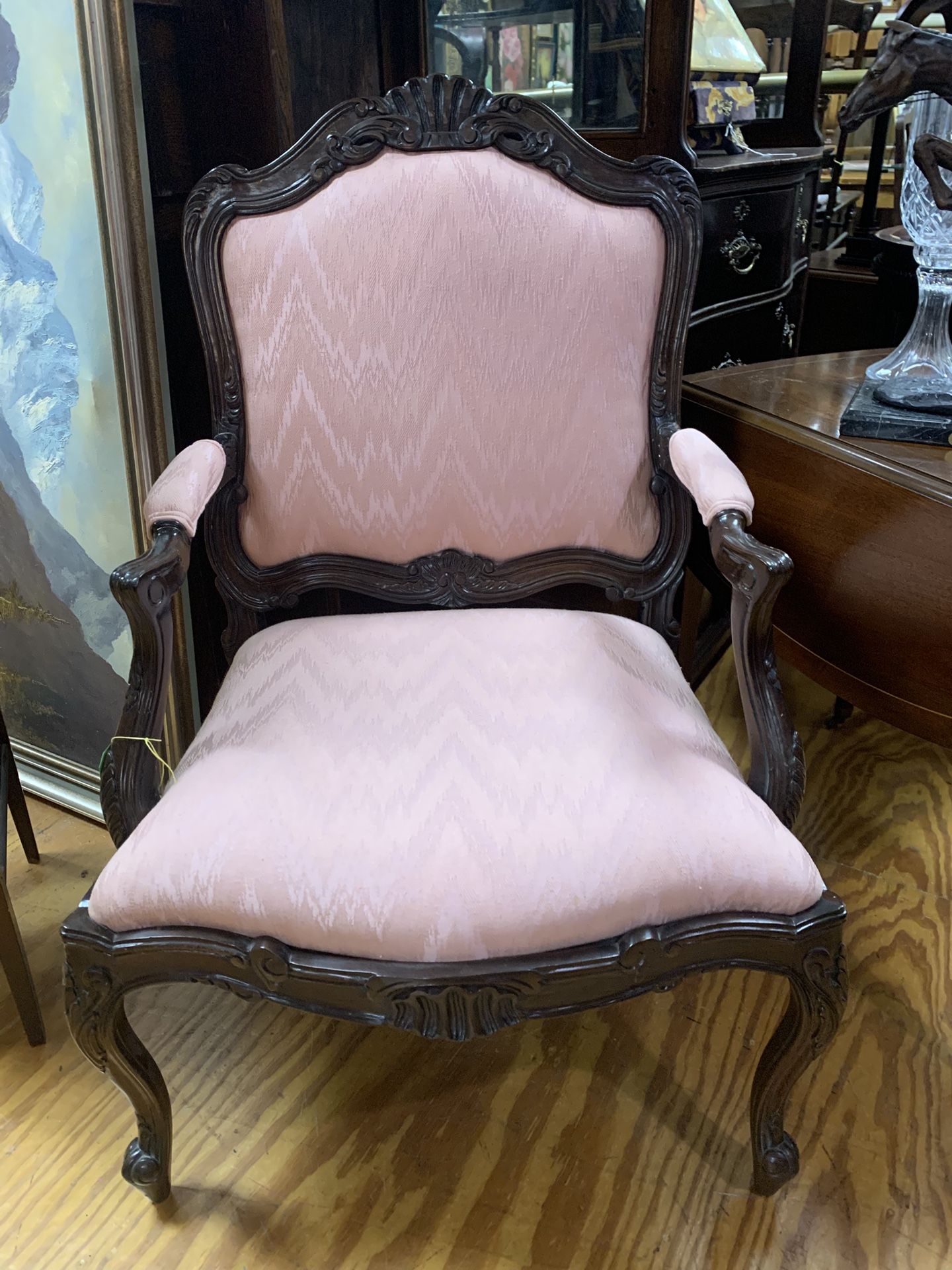 Vintage Pink Upholstered Arm Chair