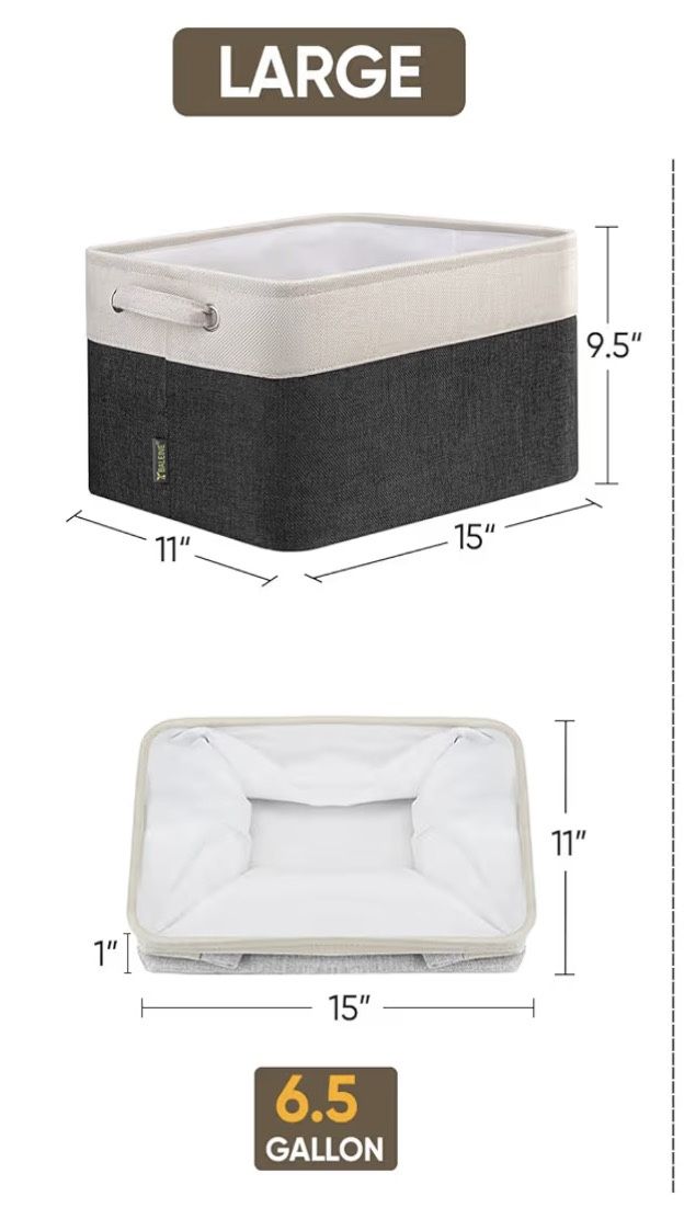 Fabric Storage Bins for Shelves (2-Pack)