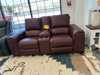 Genuine Leather Garnet Reclining Loveseat