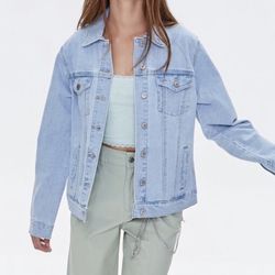 Forever 21 Light Blue Oversized Denim Jean Jacket