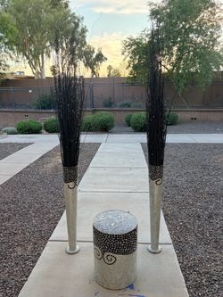 Mosaic Floor Vase Set with Decorative Cylinder
