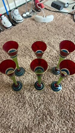 Set of 6 Enamel Cloisonné Goblets