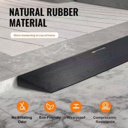 104}1.6" Rise Cuttable Threshold Ramp for Sweeping Robot, 35.4" Wide Natural Rubber Wheelchair Ramp, Non-Slip Solid Rubber Ramp with Double-Sided Tape