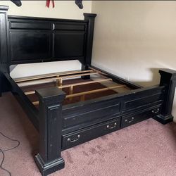 Wooden Black King Bed Frame