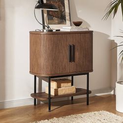 mopio Quin Storage Cabinet, Tambour Fluted Entryway Accent Sofa Tables, Buffet Sideboard with Doors & Shelves, Pantry Coffee Wine Bar Cabinet, Wood Co