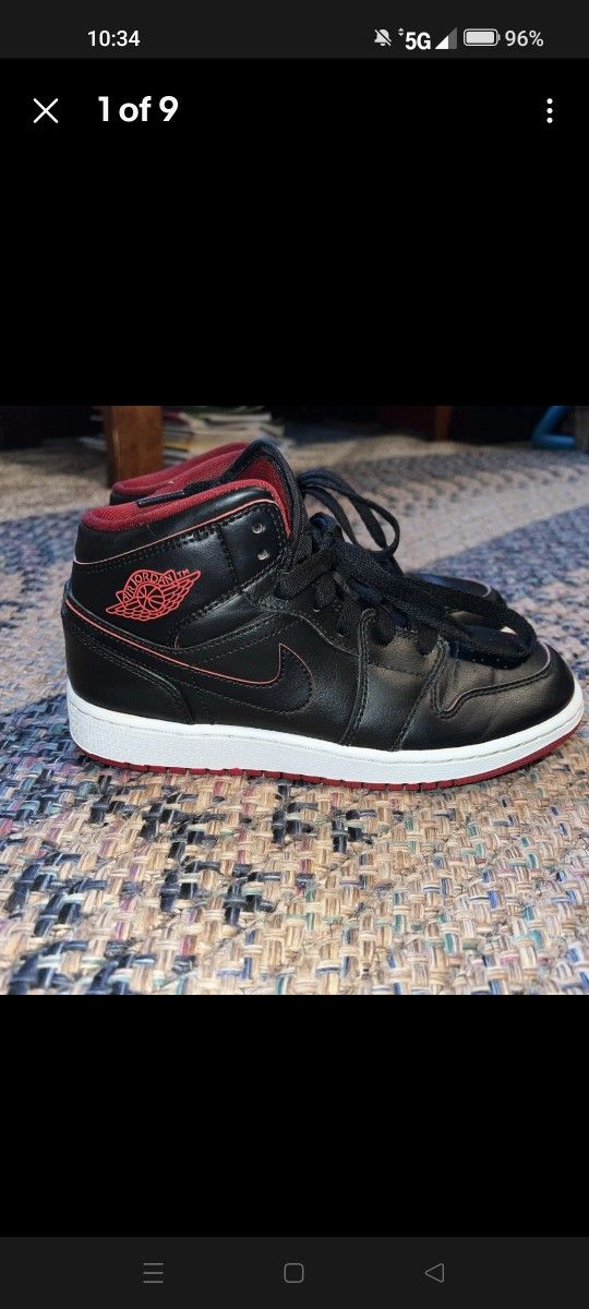 Jordan Mid Red And Black Size