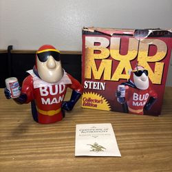 Vintage Budweiser Bud Man Ceramic Beer Stein Collector’s Edition 1993