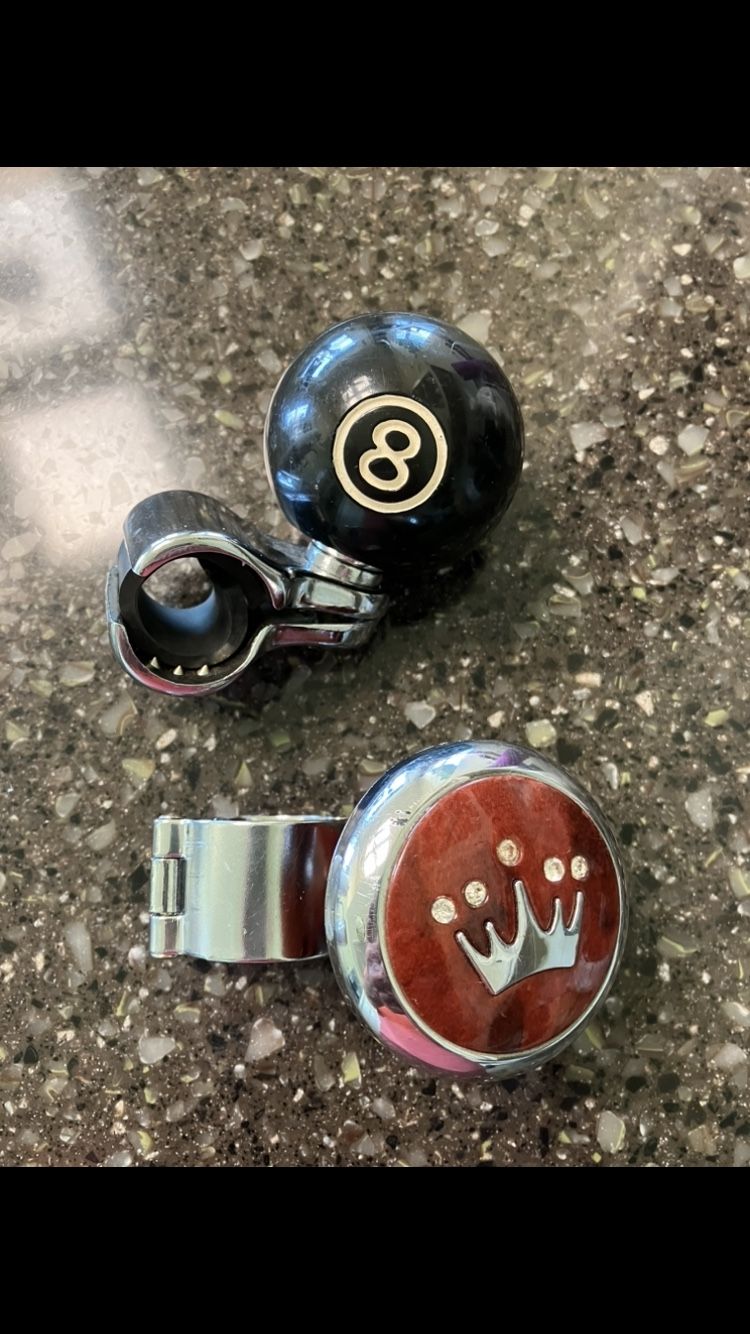Vintage Car Truck Steering Wheel Knobs 8 Ball And Crown