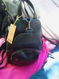 RAWJO Black Leather Mini Backpack