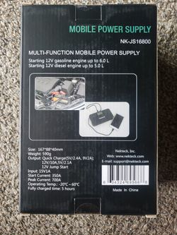 Nekteck multifunction car jump starter portable external battery charger 600a peak with 16800mah outlet