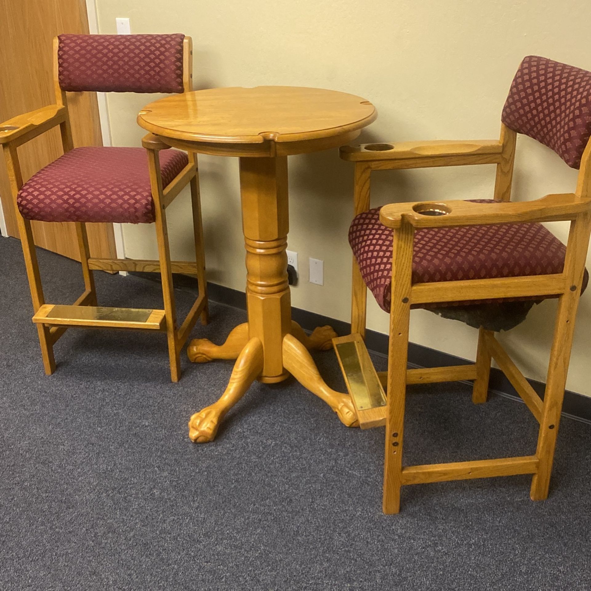 Man, Cave Pool Table And Stools