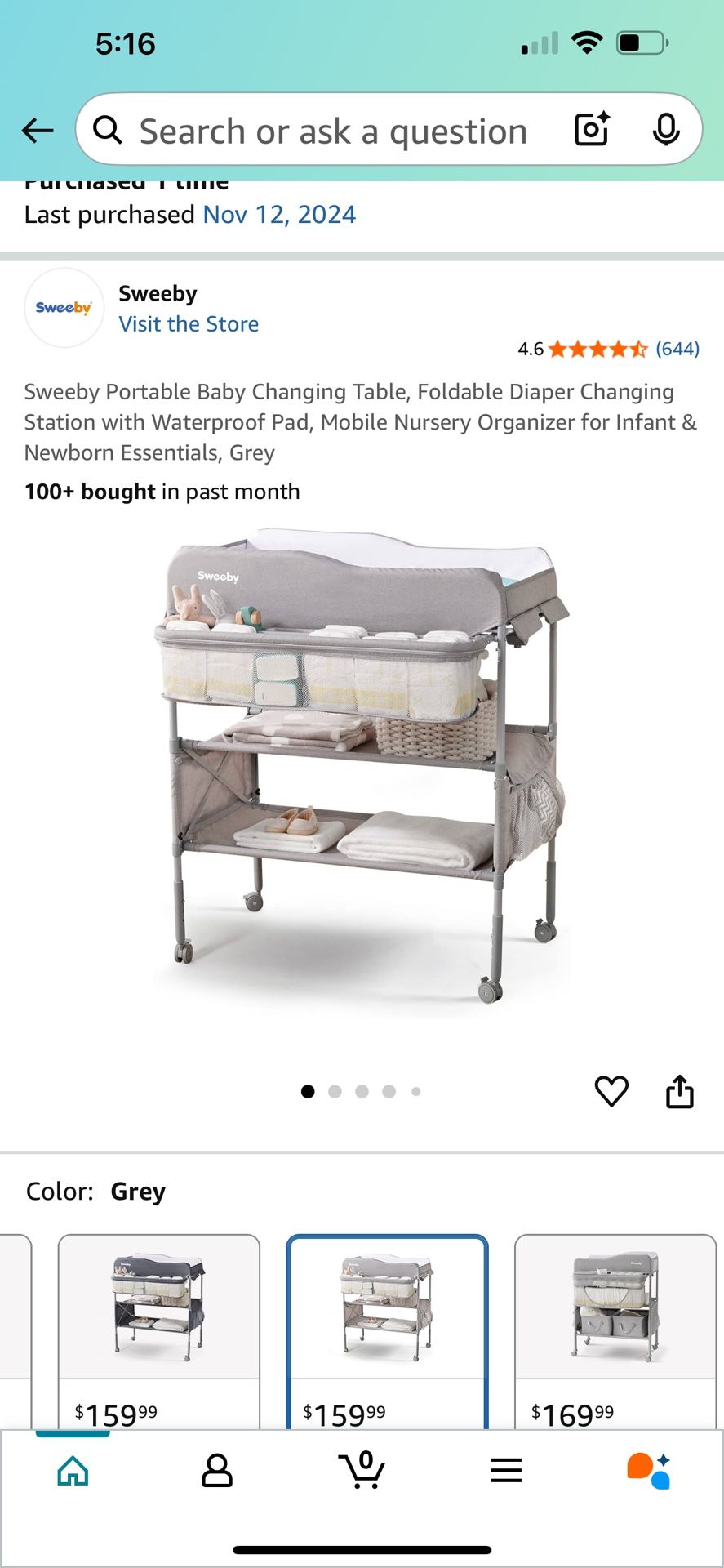 Diaper changing table